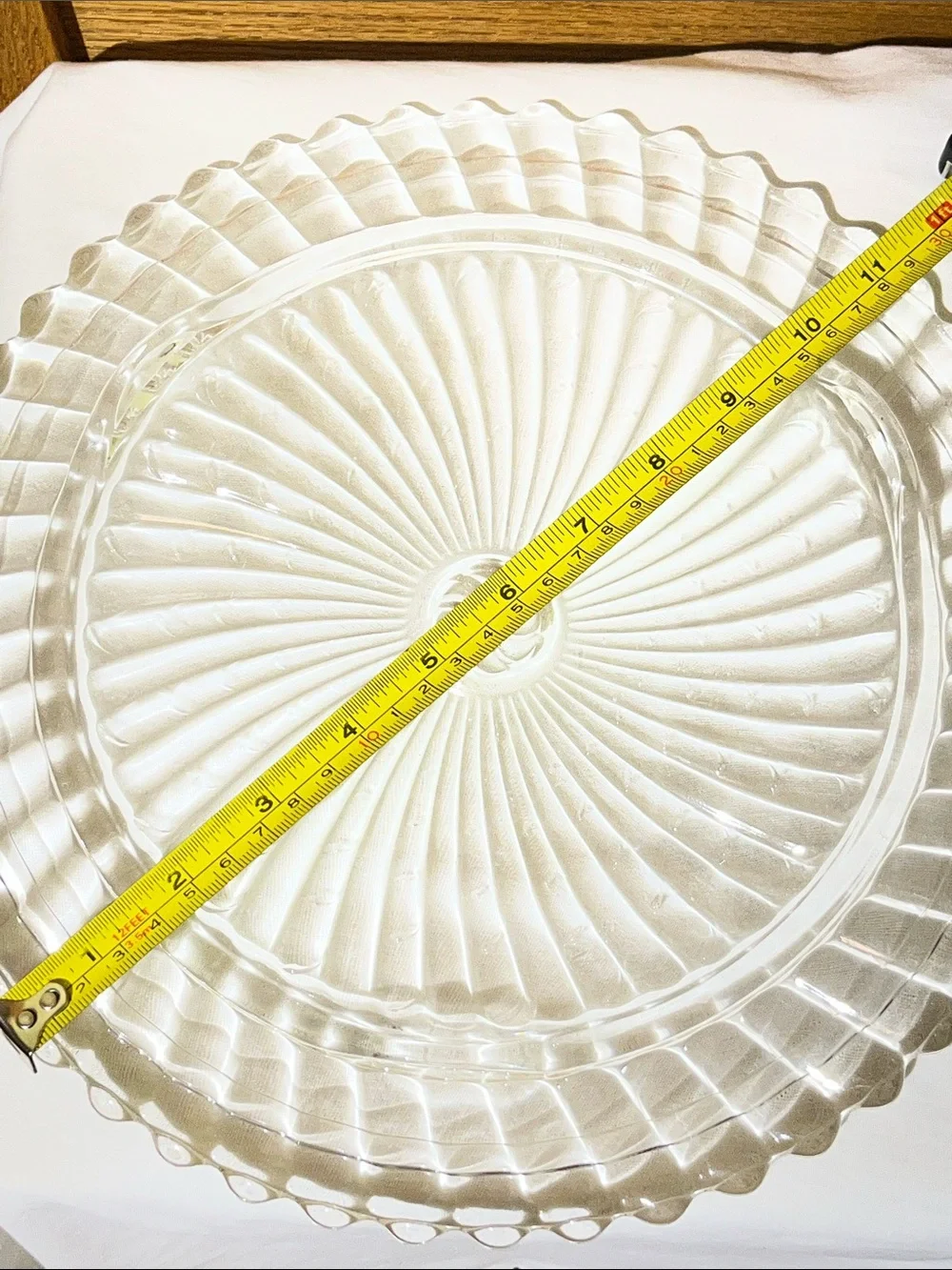 Clear Glass Serving Platter - Elegant Swirl Design